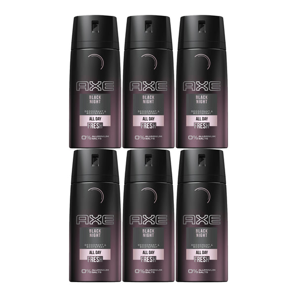 Axe Black Night Deodorant + Body Spray, 150ml (Pack of 6)