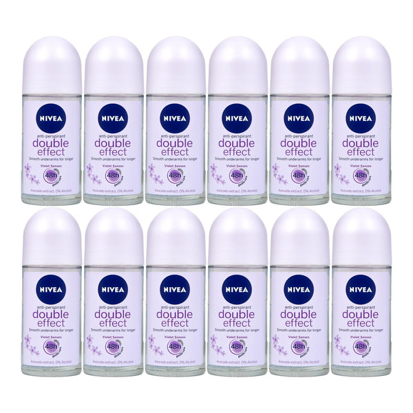 Nivea Double Effect Anti-Perspirant Deodorant, 1.7oz(50ml) (Pack of 12)