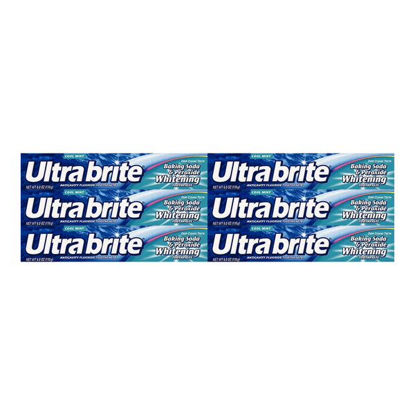 Ultra Brite Baking Soda & Peroxide Whitening Toothpaste, 6oz (170g) (Pack of 6)