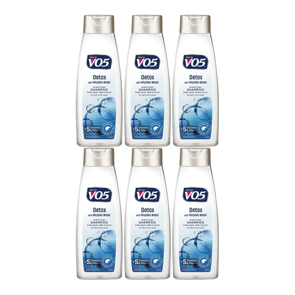 Alberto VO5 Detox w/ Micellar Water Purifying Shampoo, 12.5 oz. (Pack of 6)