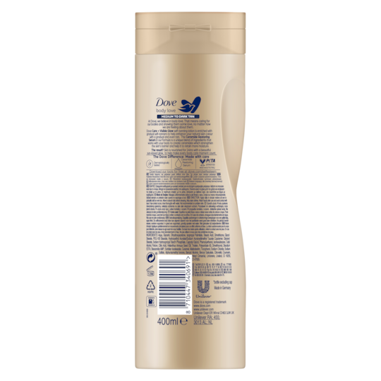 Dove Self-Tan Lotion For All Skin Types - Medium to Dark, 400ml (Pack of 6)
