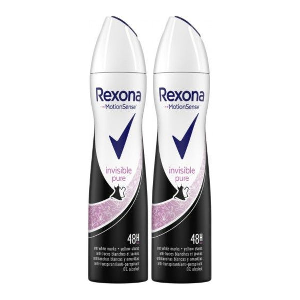 Rexona Invisible Pure 48 Hour Body Spray Deodorant, 200ml (Pack of 2)