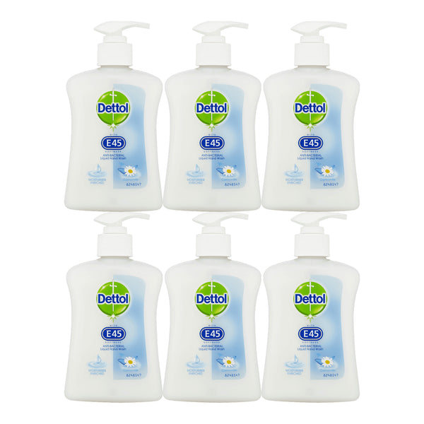 Dettol Antibacterial Liquid Hand Wash with E45 Chamomile, 250ml (Pack of 6)