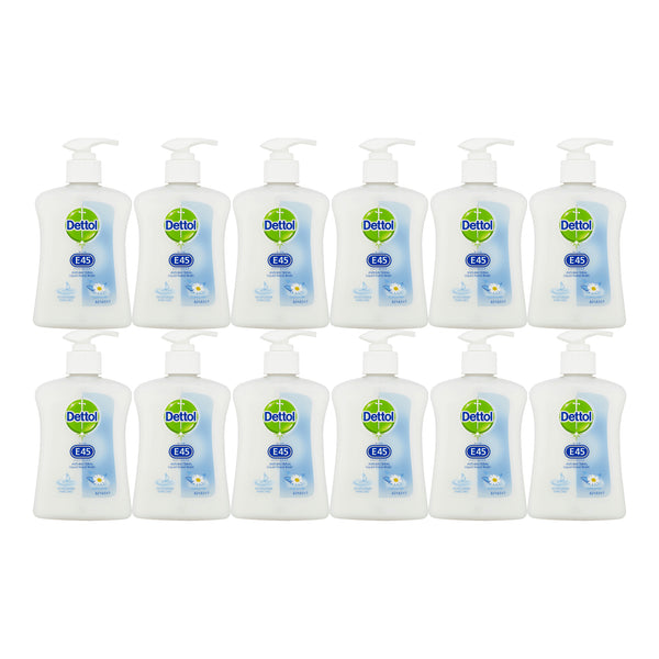 Dettol Antibacterial Liquid Hand Wash with E45 Chamomile, 250ml (Pack of 12)