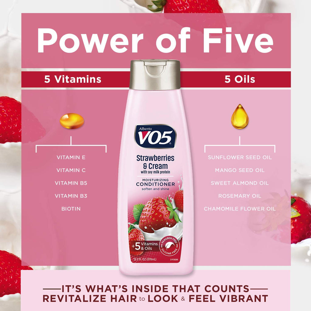 Alberto Vo5 Conditioner Strawberries & Cream – Pflegend Mit Sojamilch-Protein & 5 Vitaminen, 370 Ml