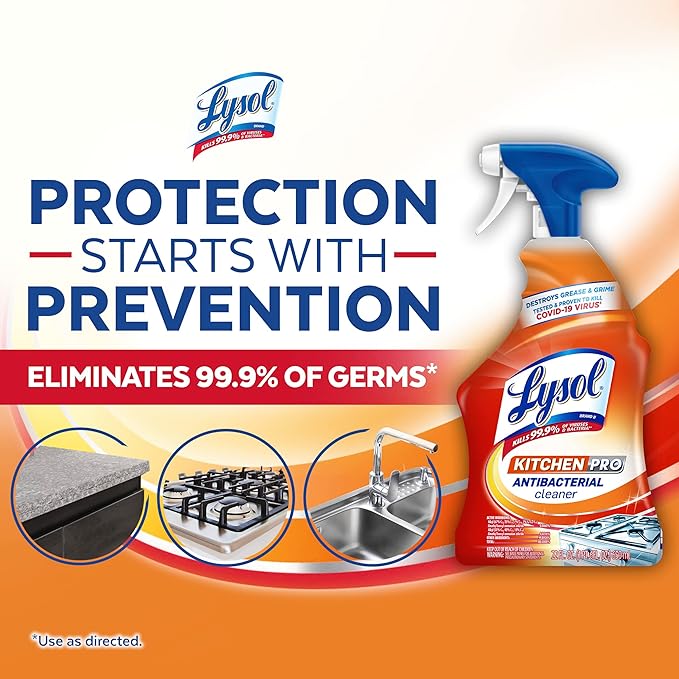 Lysol Kitchen Pro Power Degreaser Disinfectant Cleaner, 22oz 650ml (Pack of 2)