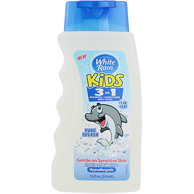 White Rain Kids Pure Splash 3-in-1 - Shampoo Conditioner Wash 12 oz (Pack of 6)
