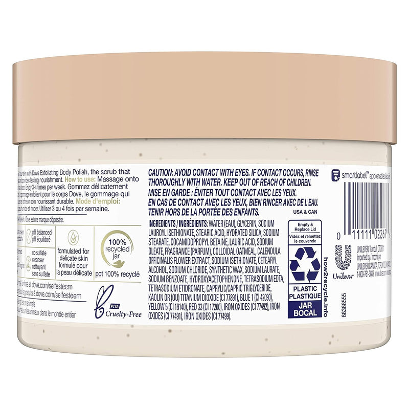 Dove Exfoliating Body Polish Colloidal Oatmeal Calendula Oil 10.5 oz (Pack of 2)