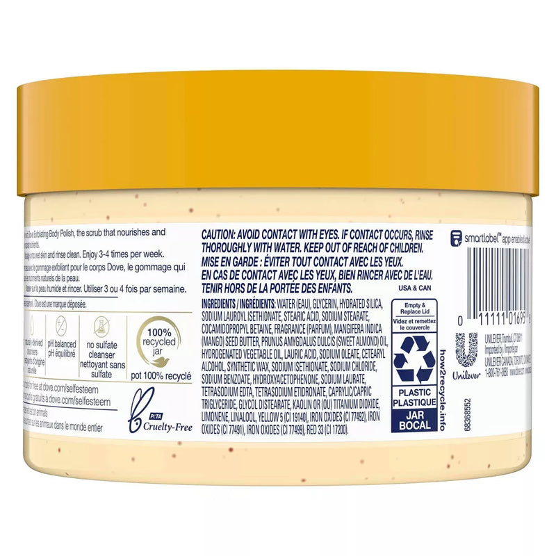 Dove Exfoliating Body Polish Crushed Almond & Mango Butter, 10.5 oz (Pack of 3)