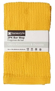 Homestyle Essentials Bar Mop Yellow, 16" x 19", 2 ct.