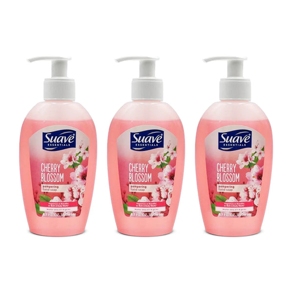 Suave Essentials Cherry Blossom Scent Pampering Hand Soap, 6.7oz (Pack of 3)