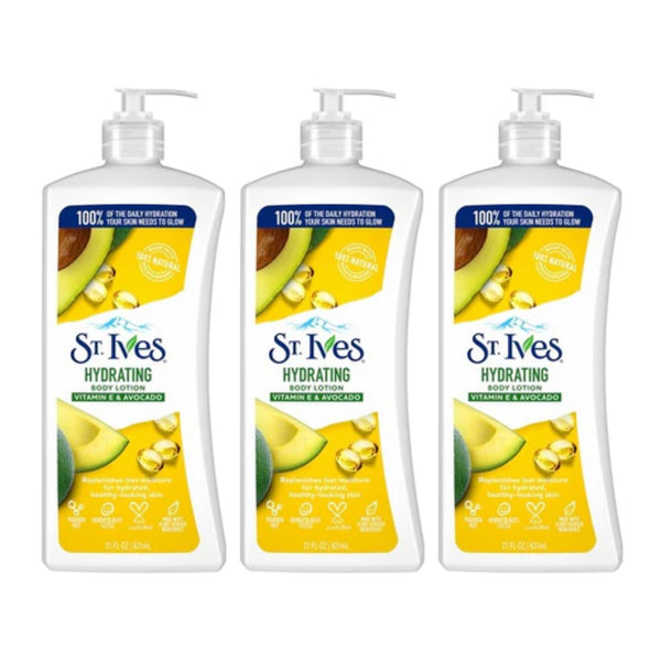 St. Ives Hydrating Vitamin E and Avocado Body Lotion, 21 oz (Pack of 3)