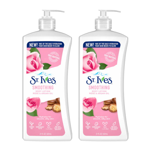 St. Ives Rose & Argan Oil Smoothing Body Lotion, 21 oz. (Pack of 2)