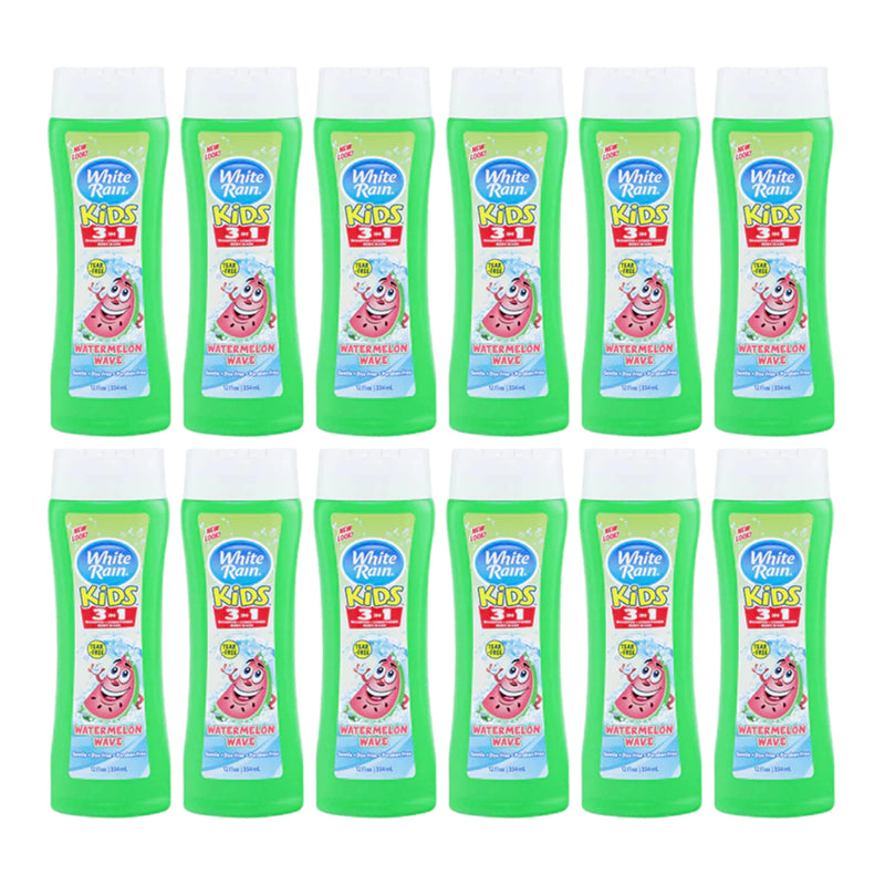 White Rain Kids Watermelon 3-in-1 - Shampoo Conditioner Wash, 12 oz (Pack of 12)