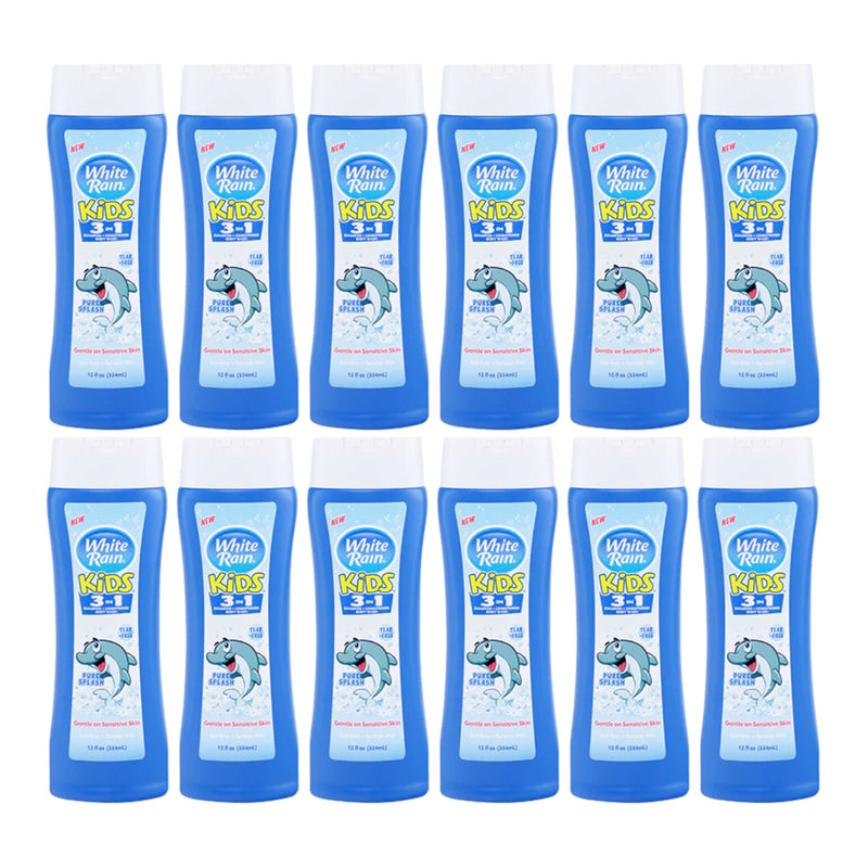 White Rain Kids Pure Splash 3-in-1 - Shampoo Conditioner Wash 12 oz (Pack of 12)