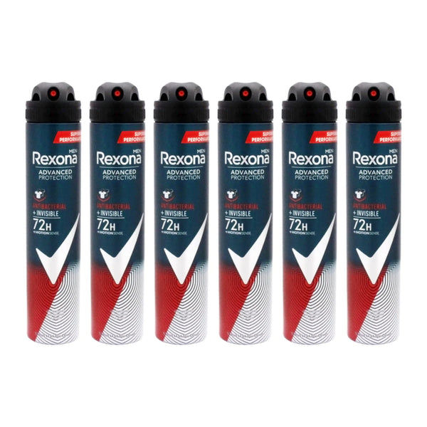 Rexona Men Antibacterial + Invisible 72H Deodorant Spray, 6.7 oz (Pack of 6)