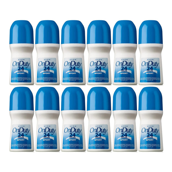 Avon On Duty 24 Hours Sport Roll-On Deodorant, 75 ml 2.6 fl oz (Pack of 12)