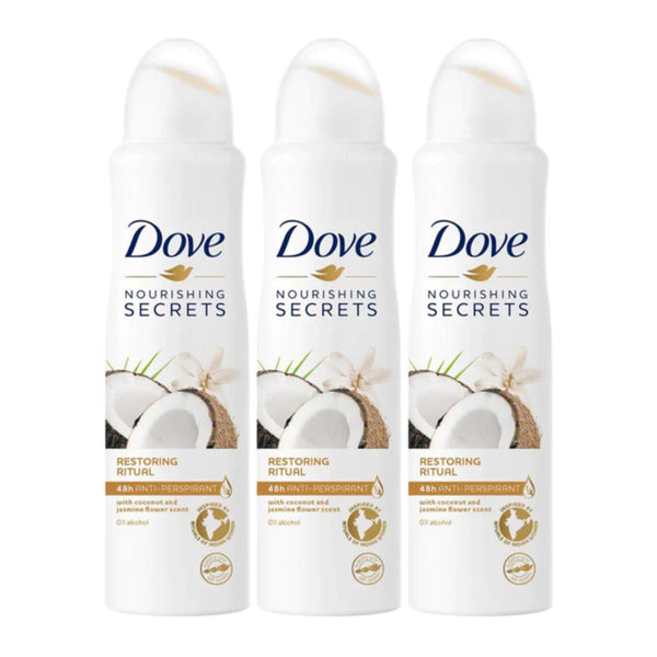 Dove Restoring Ritual Coconut and Jasmine Flower Body Spray, 150ml (Pack of 3)