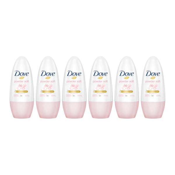 Dove Powder Soft Powder Scent 48H Roll On Deodorant, 50ml (Pack of 6)
