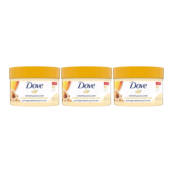 Dove Exfoliating Body Polish Crushed Almond & Mango Butter, 10.5 oz (Pack of 3)