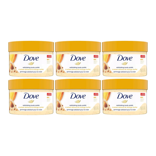 Dove Exfoliating Body Polish Crushed Almond & Mango Butter, 10.5 oz (Pack of 6)