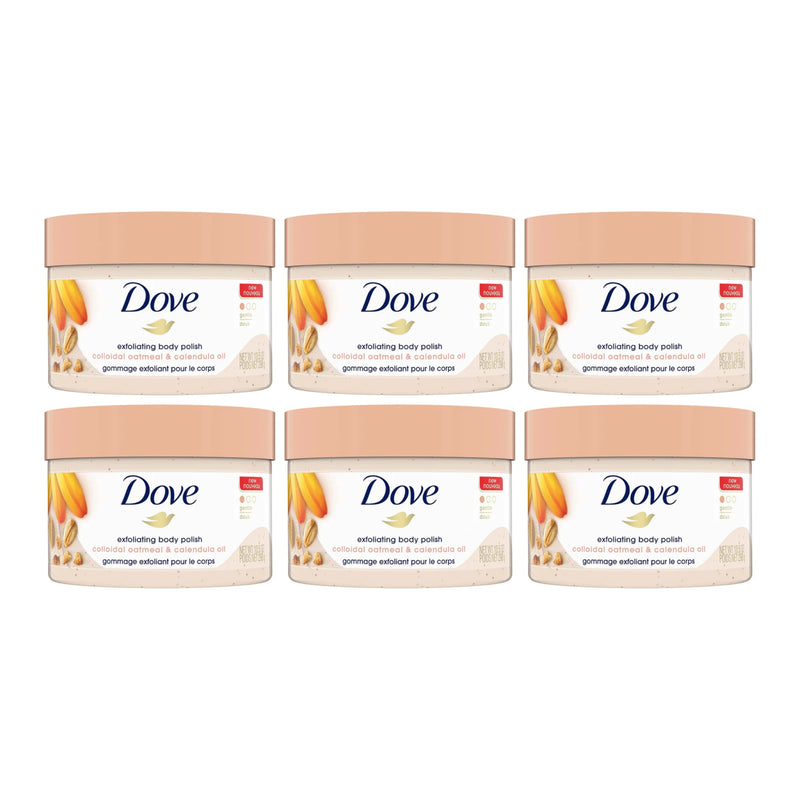 Dove Exfoliating Body Polish Colloidal Oatmeal Calendula Oil 10.5 oz (Pack of 6)