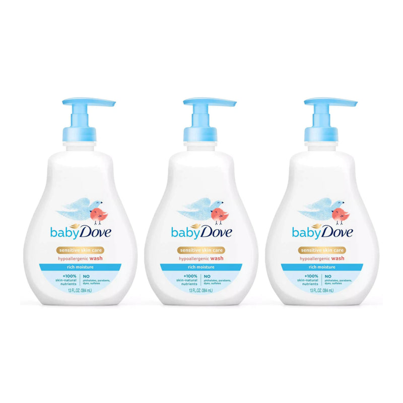 Baby Dove Sensitive Skin Care Hypoallergenic Wash, 13oz. (Pack of 3)