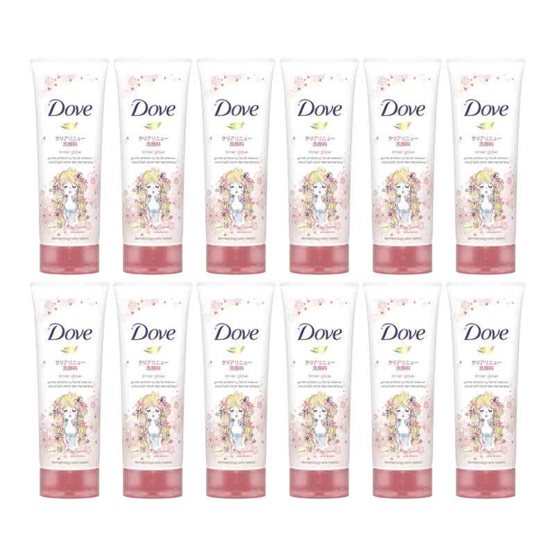 Dove Inner Glow Gentle Exfoliating Facial Cleanser w/ Sakura, 100g (Pack of 12)