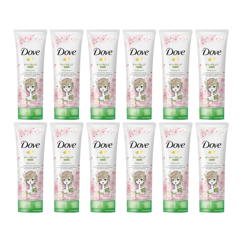 Dove Deep Pure Oil Control Facial Cleanser w/ Sakura, 100g (Pack of 12)