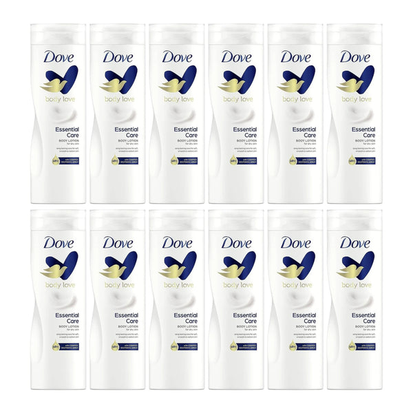 Dove Body Love Essential Care Body Lotion For Dry Skin, 400ml (Pack of 12)