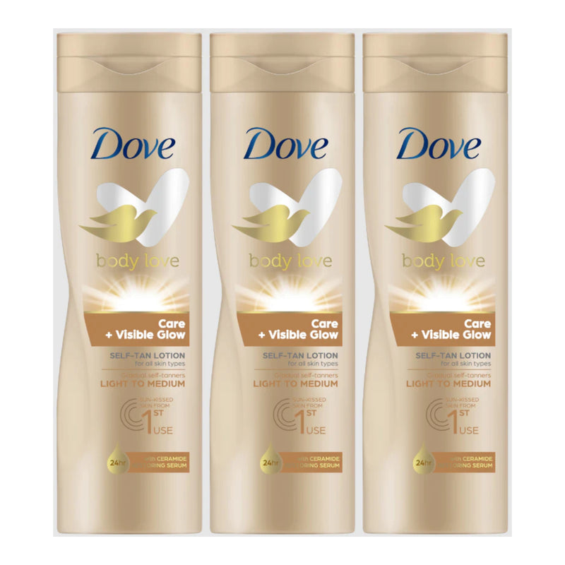 Dove Body Love Self-Tan Lotion - Light to Medium, 400ml (Pack of 3)