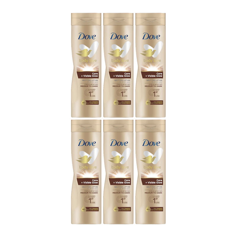 Dove Self-Tan Lotion For All Skin Types - Medium to Dark, 400ml (Pack of 6)