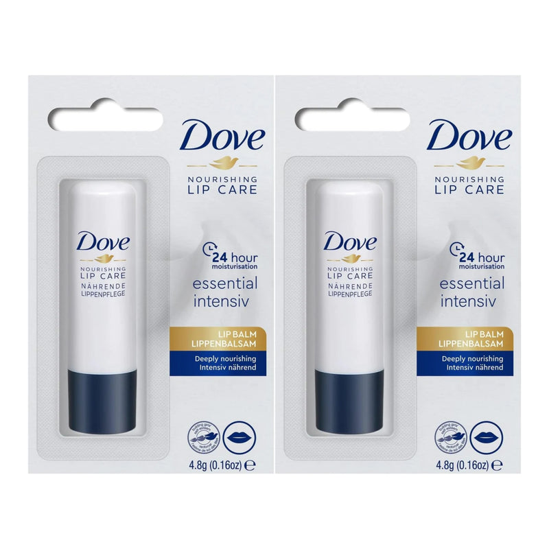 Dove Nourishing Lip Care 24 Hour Essential Lip Balm, 4.8g (0.16oz) (Pack of 2)