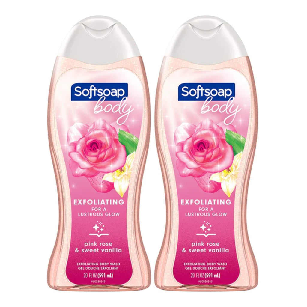 Softsoap Body Pink Rose & Sweet Vanilla Scent Body Wash, Exfoliating Body  Wash - 20 Fluid Ounce