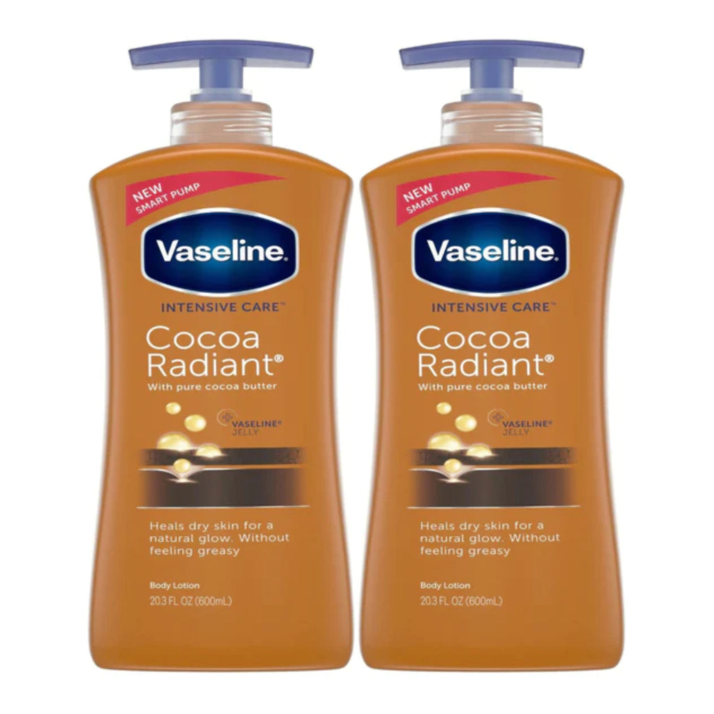Vaseline Cocoa Radiant w/ Pure Cocoa Butter Lotion, 20.3oz (600ml) (Pack of  2), image size:1024x1024