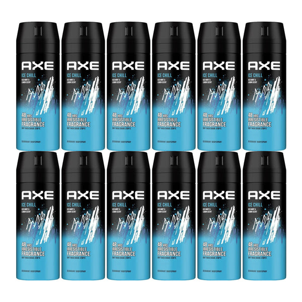 Axe Ice Chill Iced Mint & Lemon Scent Body Spray, 150ml (Pack of 12)