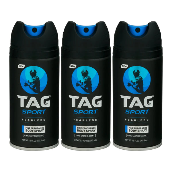 Tag Sport Fearless - Fine Fragrance Body Spray, 3.5oz. (Pack of 3)