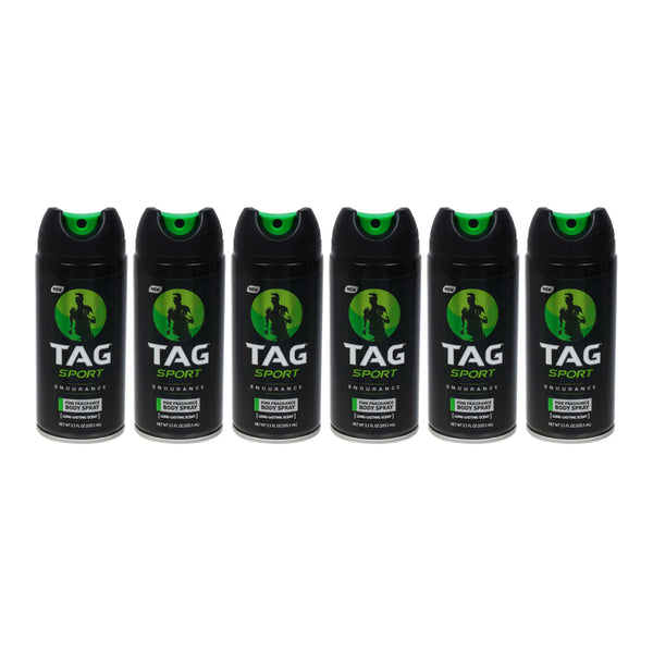 Tag Sport Endurance - Fine Fragrance Body Spray, 3.5oz. (Pack of 6)