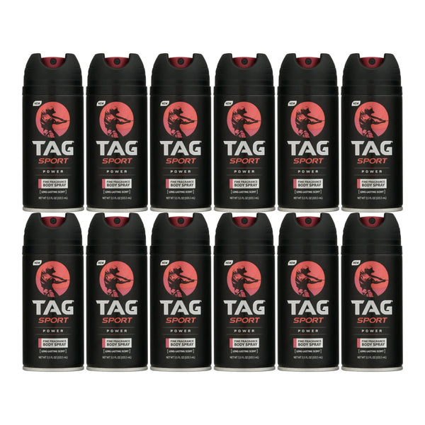 Tag Sport Power - Fine Fragrance Body Spray, 3.5oz. (Pack of 12)