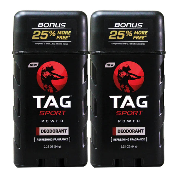 Tag Sport Power Deodorant Stick, 2.25oz (Pack of 2)