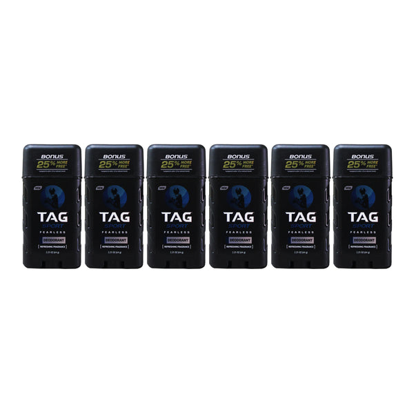 Tag Sport Fearless Deodorant Stick, 2.25oz (Pack of 6)