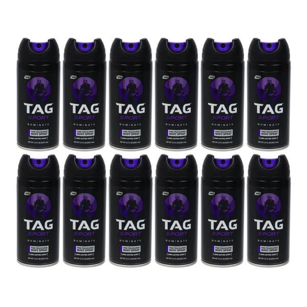 Tag Sport Dominate - Fine Fragrance Body Spray, 3.5oz. (Pack of 12)