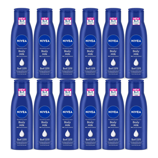 Nivea 5-in-1 Nourishing Lotion - Body Milk Complete Care, 6.76oz (Pack of 12)