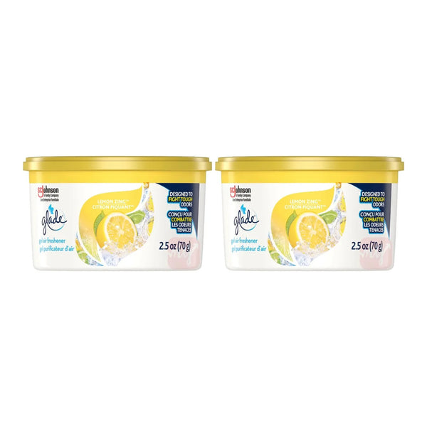 Glade Mini Gel Air Freshener - Lemon Zing Scent, 2.5oz (70g) (Pack of 2)