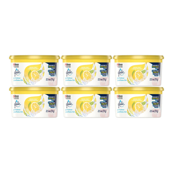 Glade Mini Gel Air Freshener - Lemon Zing Scent, 2.5oz (70g) (Pack of 6)