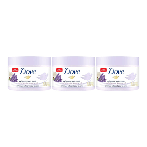 Dove Exfoliating Body Polish Crushed Lavender & Coconut Milk 10.5oz (Pack of 3)