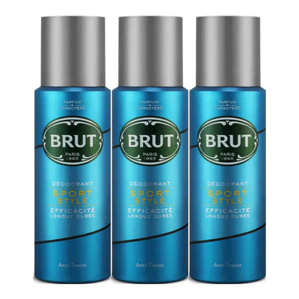 Brut Sport Style Deodorant Spray Efficacite Longue Duree 200ml (Pack of 3)