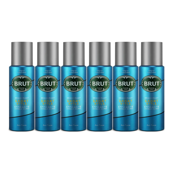 Brut Sport Style Deodorant Spray Efficacite Longue Duree 200ml (Pack of 6)