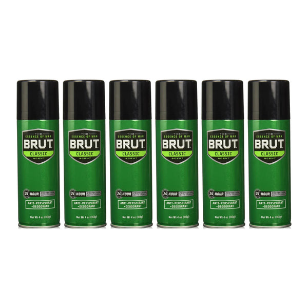Brut Classic Antiperspirant & Deodorant 24 Hour Protection, 4oz (Pack of 6)