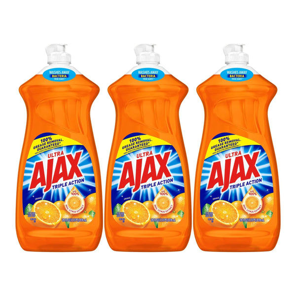 Ajax Ultra Orange Triple Action Dish Liquid, 28 oz. (828ml) (Pack of 3)